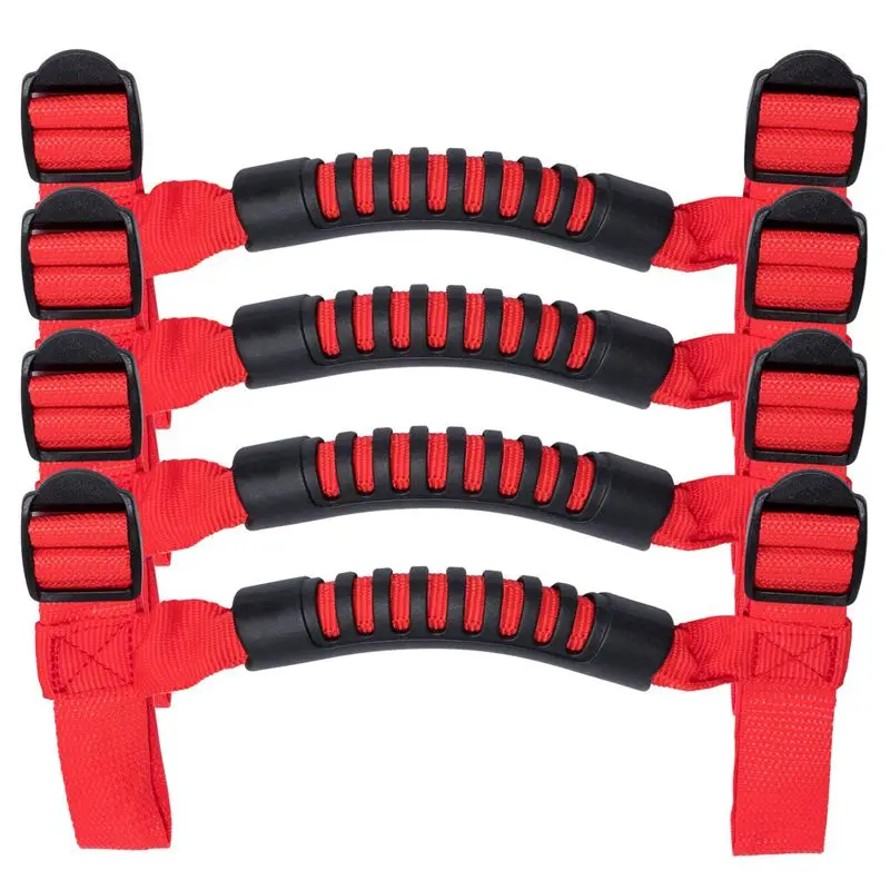 4 x Grab Handles Grip Handle Red Holder Roll Bar Grab Handles for Jeep Wrangler JK Unlimited Rubicon 1955-2018 Red 