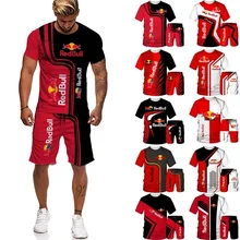 2021 Summer Brand 3D Printed Men's T-shirt Shorts Set Men's Sportswear Tracksuit V-Neck Short Sleeve Men's Clothing Suit