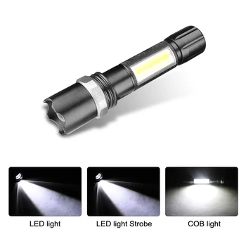 

Powerful T6 High Light LED Flashlight Rechargeable USB Charging Zoomable Torch Outdoor Camping Hunting Lamp with Storage Case