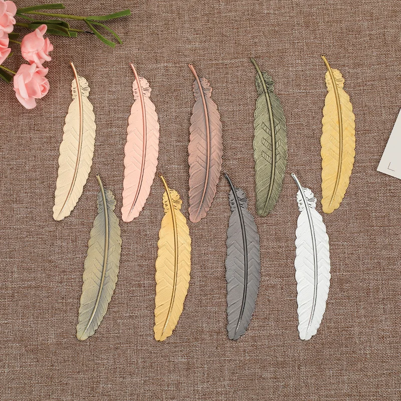 Metal Bookmark, Bookmarks Stationery Supplies, 1 Pcs Creative Metal Feather Bookmark Rose Gold Chinese Style Retro Craft