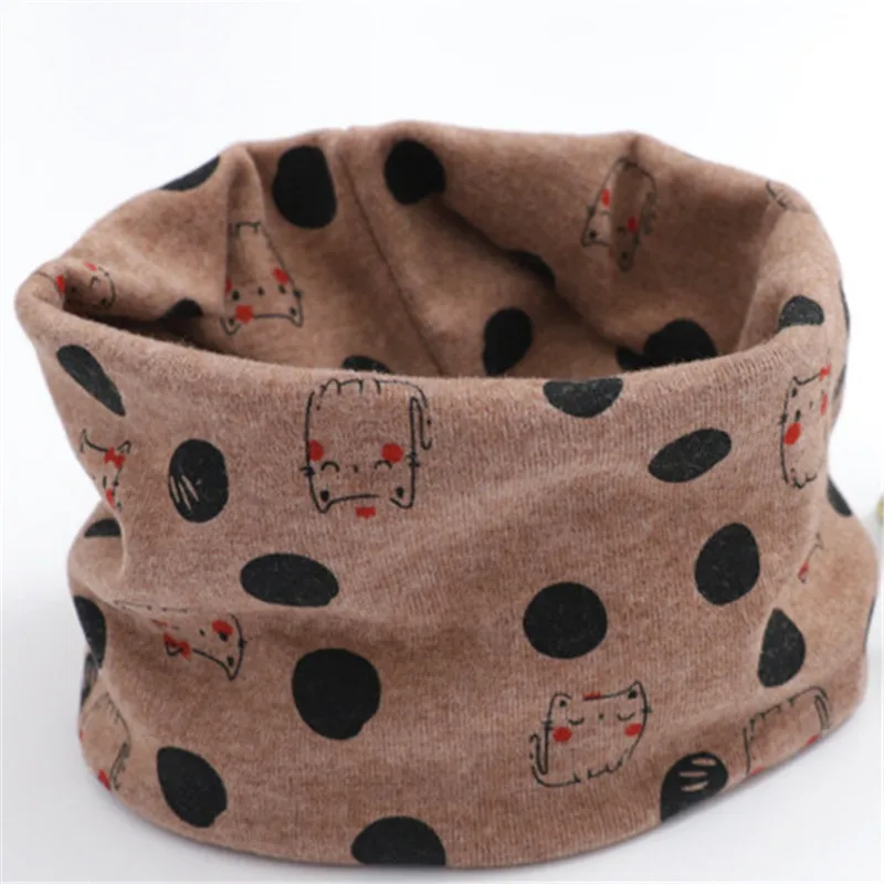 cat coffee Autumn Winter Baby Scarf Warm Knitted Cotton Children Scarf Girls Scarf Toddler Scarf Neckerchief Kids Boy Neck Ring Collar - Цвет: cat coffee