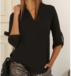 Новая модная рубашка женские элегантные блузки винтажные шифоновые блузки с длинным рукавом OL рубашки свободного покроя размера плюс женская одежда S-5XL