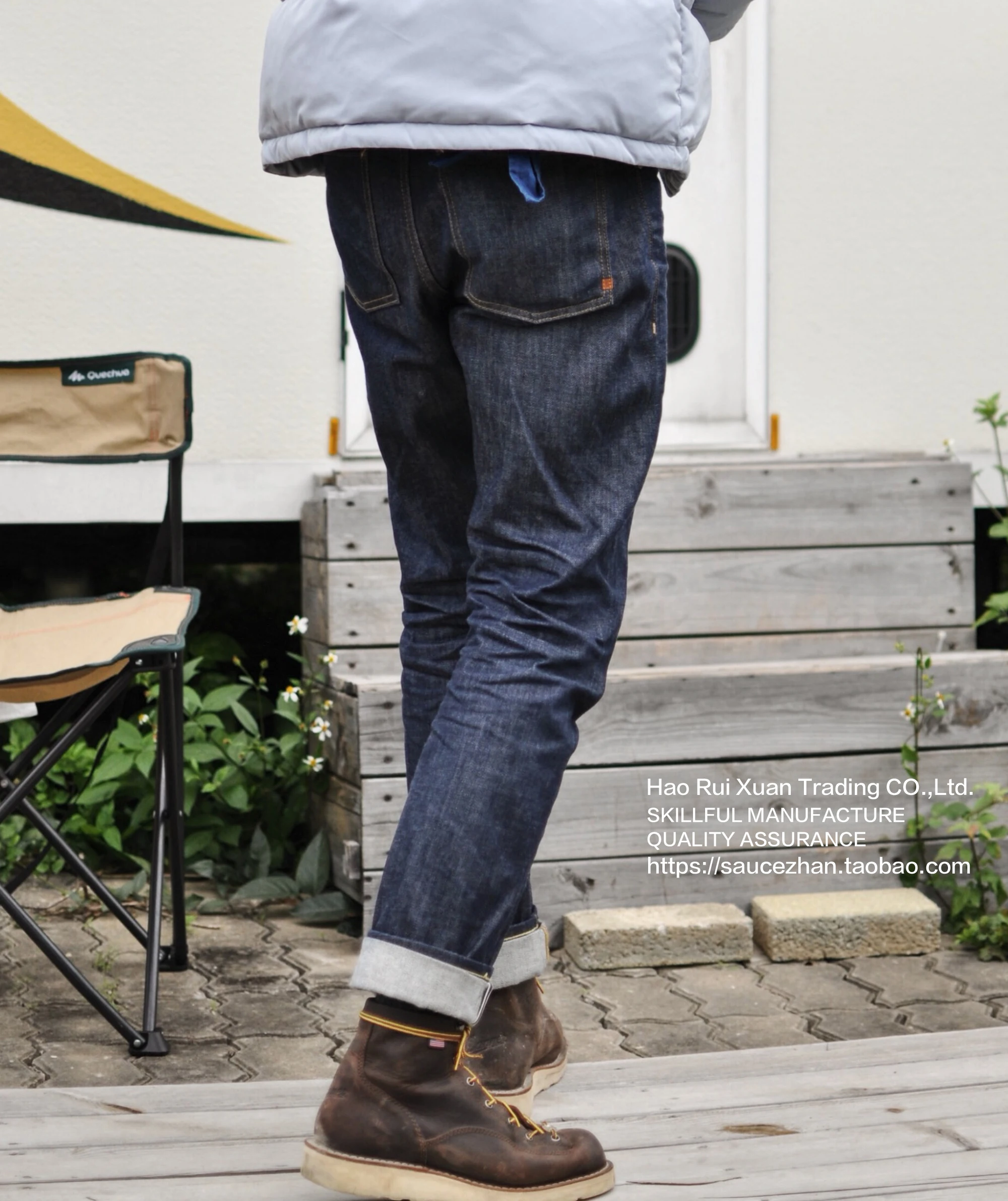 Navy blue SauceZhan 315xx-см американский белый дуб конус мельницы деним Selvedge джинсы Индиго сырой деним американский Синий джинсы мужские джинсы - Цвет: Navy blue