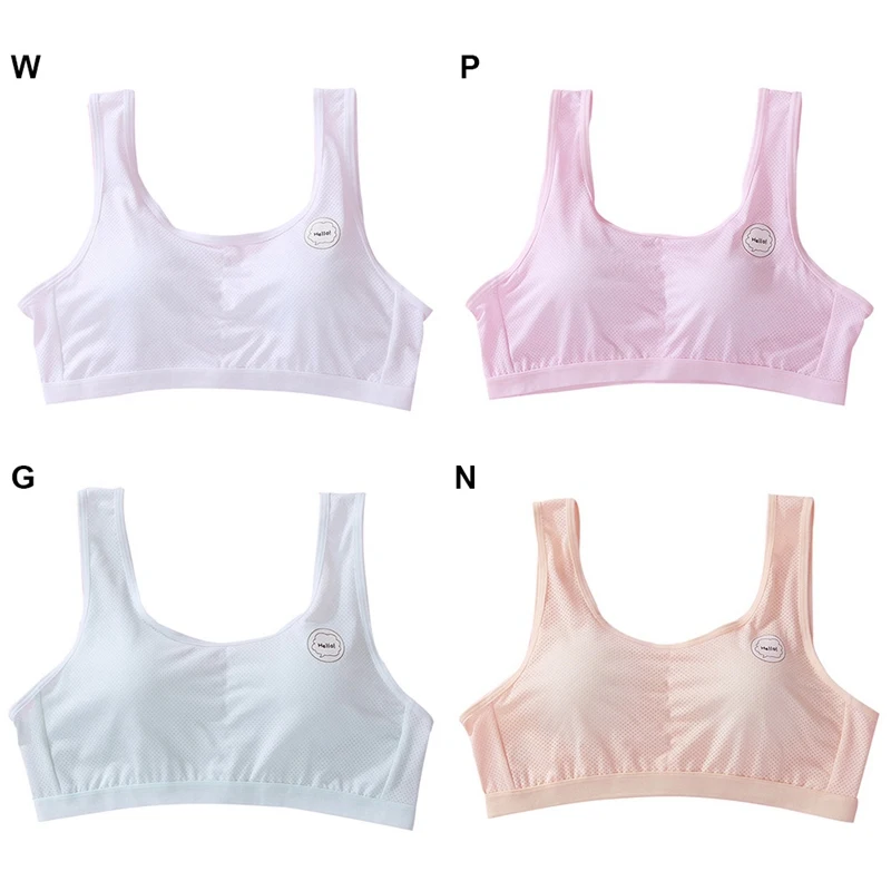 Teenage Girl Underwear Puberty Young Girls Training Bras Solid Cotton Teens First Bra for Kids Teenagers Breast Bras 8-16 Years