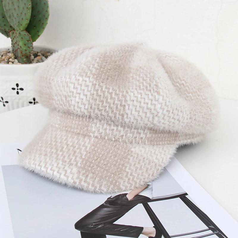 Casquette осенне-зимние женские вязаные береты из искусственного бархата элегантная женская шляпа художника модная кепка газетчика BTM07