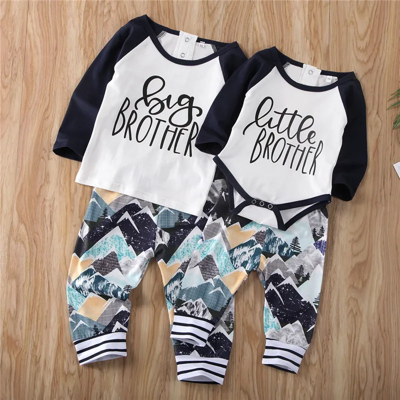 

Family Matching Outfit Clothes Set Baby Kids Boy Brother Long Sleeve T-shirt Romper Top+Print Trousers Pants Clothing Spring