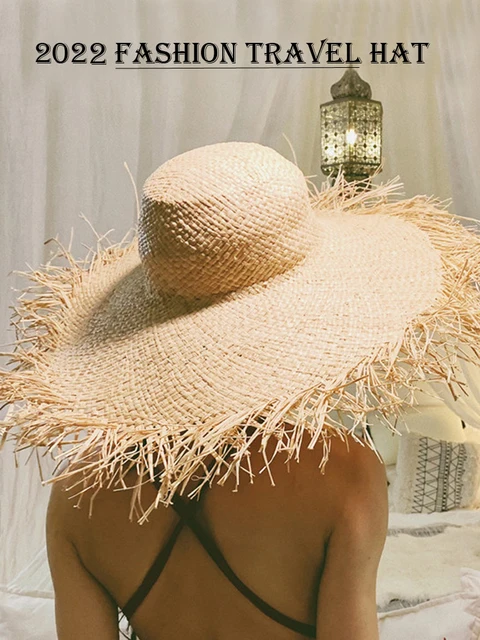 Cappello Di Paglia Con Borsa | Largo Bordo | Donna Spiaggia Estate | Regolabile - Foto 5