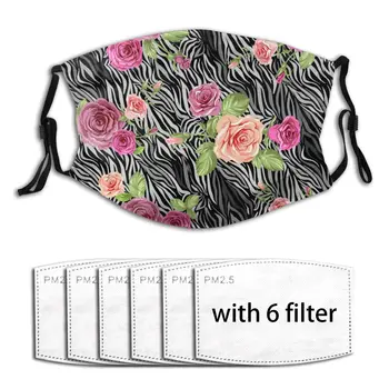 

Zebra With Roses Reusable Breathable Anti Haze 2020 Fashion Printing PM2.5 With Filter Mask Mouth-muffle Face Mask