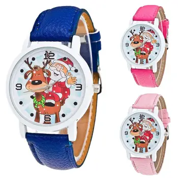 

Cute Cartoon Wrist Watch Kids Santa Claus Unisex Faux Leather Band Analog Quartz Women Xmas Gift reloj hombre zegarek damski