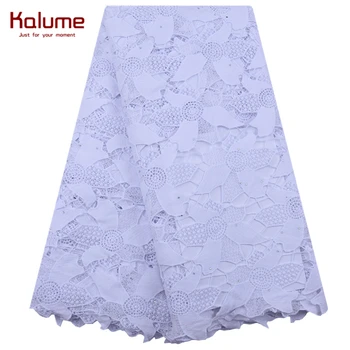 

Kalume High Quality African Lace Fabric Bride Dress Nigerian Guipure Cord Lace Fabric With Stones Water Soluble Cord Laces F1993