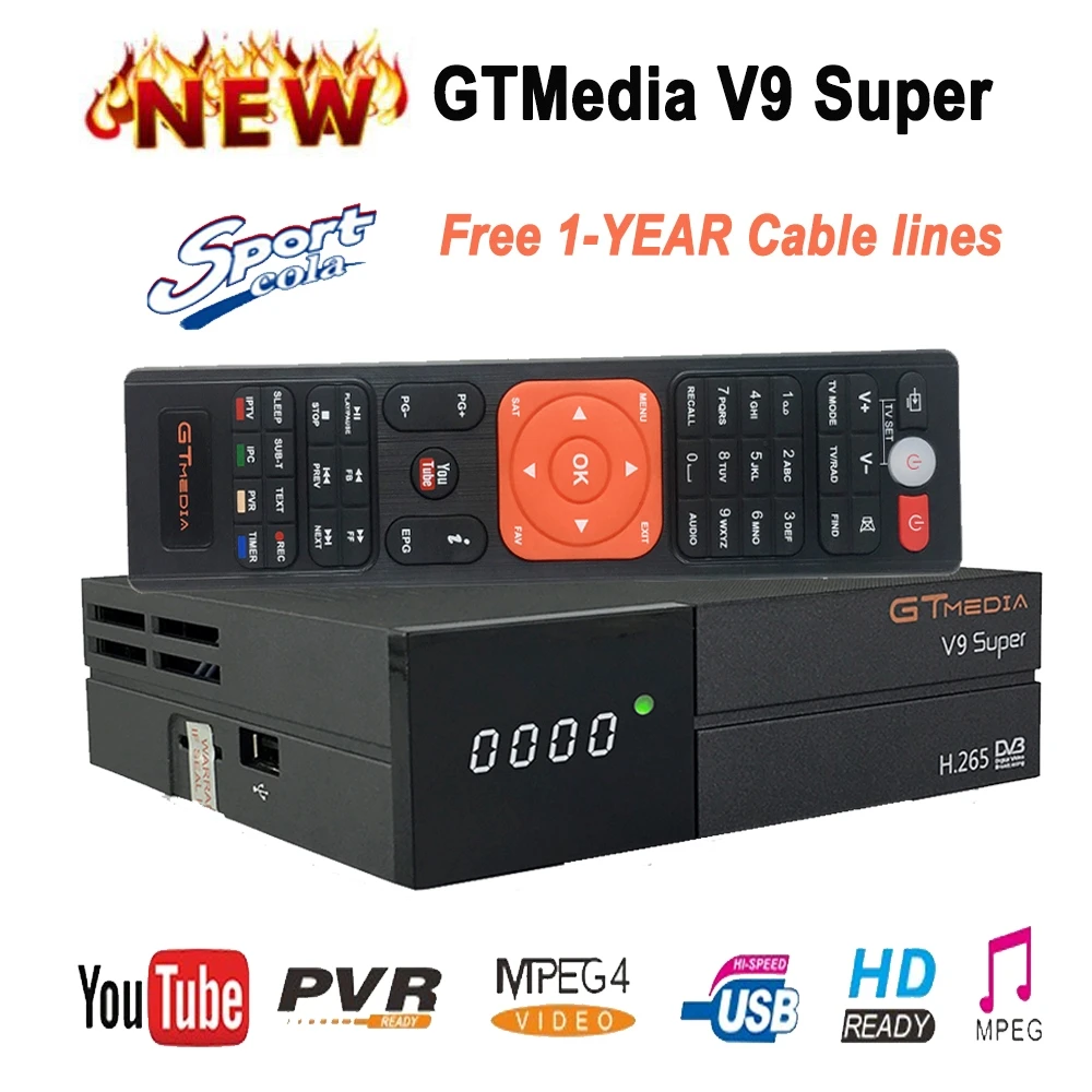 

Hot sale GTMEDIA V9 Super HD satellite TV receiver supports HD DVB-S2 Complian Input DC12V/1.5A satellite receiver set-top box