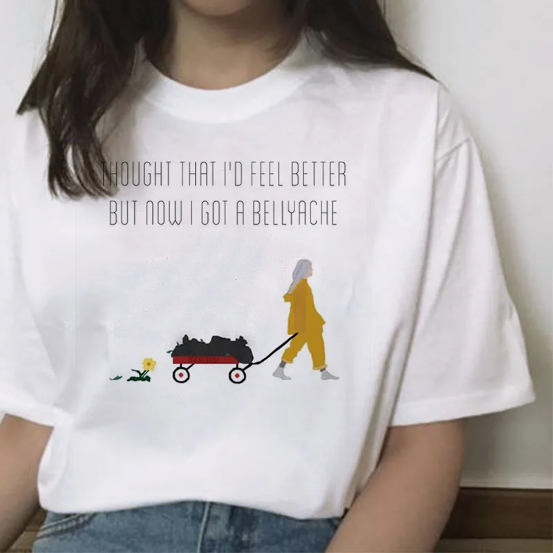 Billie eilish Футболка женская хип-хоп топы Новая забавная модная футболка harajuku ulzzang 90s гранж уличная футболка Повседневная Женская - Цвет: 20491