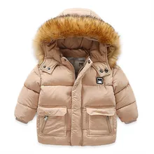 Детская Хлопковая стеганая куртка г., зимняя модная куртка с большим карманом и капюшоном для мальчиков
