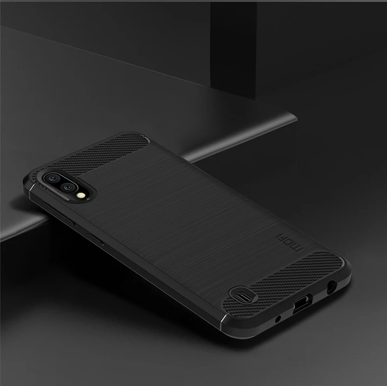 Mofi Phone Case For Samsung Galaxy M10 Carbon Fiber Soft TPU Silicone Brushed Anti-Skid Back Cover Case For Samsung Galaxy M20
