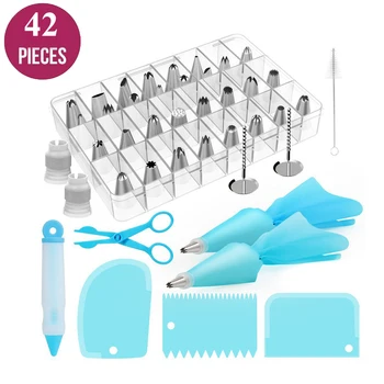 

42Pcs Cake Decorating Tools Icing Piping Tips Scraper Pastry Nozzles Converter Cream Bag Confectionery Cupcake Dessert Baking