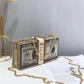 

Creative dollar diamond hand bag dinner bag water drill small bag women's diagonal Chain Bag Party Bag Small hand bag