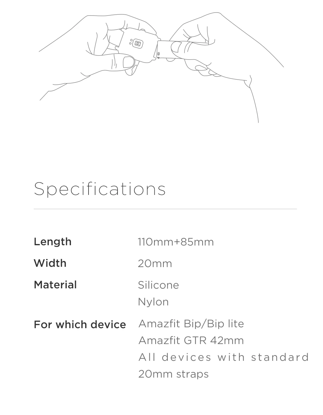 Ремешок 20 мм Amazfit Смарт-часы ремешок для Xiaomi Amazfit Bip Lite GTR 42 мм часы Amazfit Smartwatch