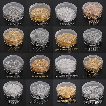 

Fashion 100-500pcs/set Jump Ring/Beads Caps/Extended Chains/Pins/Claps/Earring Hooks Box Packaging Jewelry Findings Making DIY