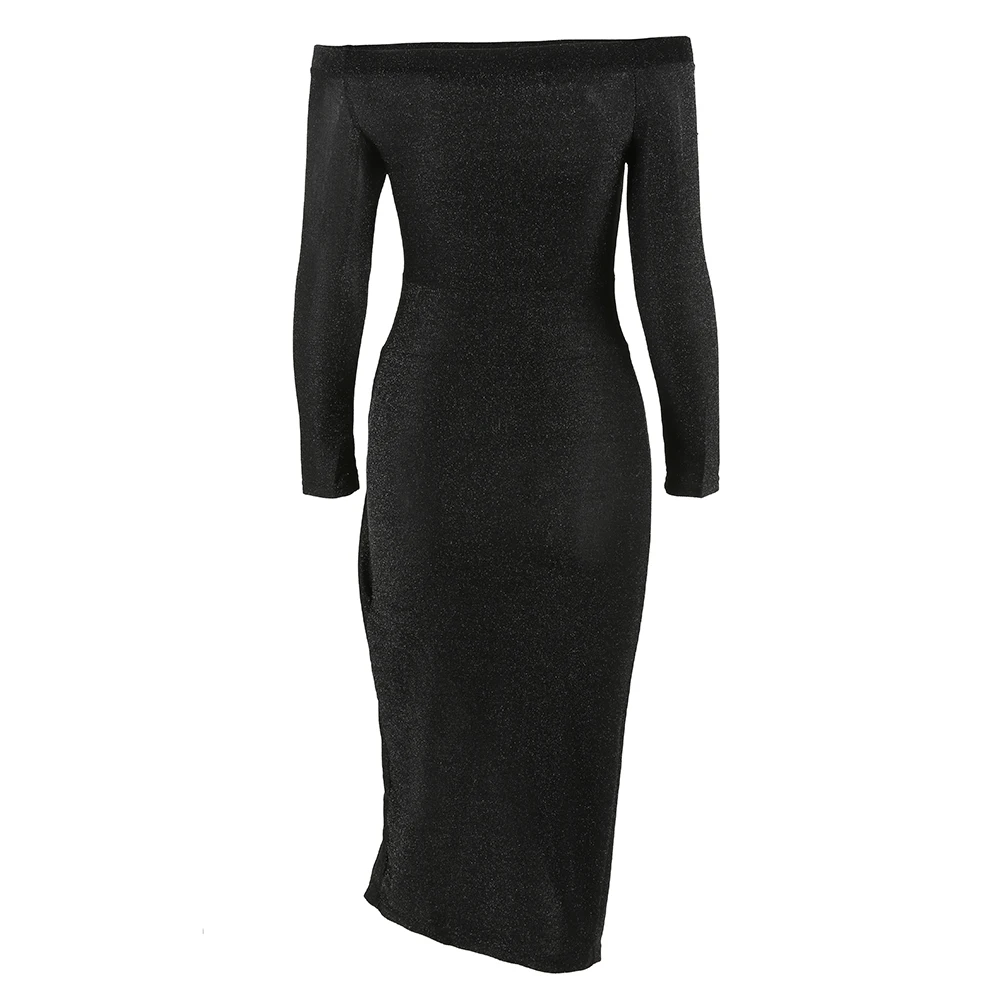 Joineles, сексуальное облегающее женское платье с блестками, 2xl, 3xl, одноцветное, цветное, женское платье для вечеринки размера плюс, Клубное, Vestidos, платье с разрезом, Несимметричное