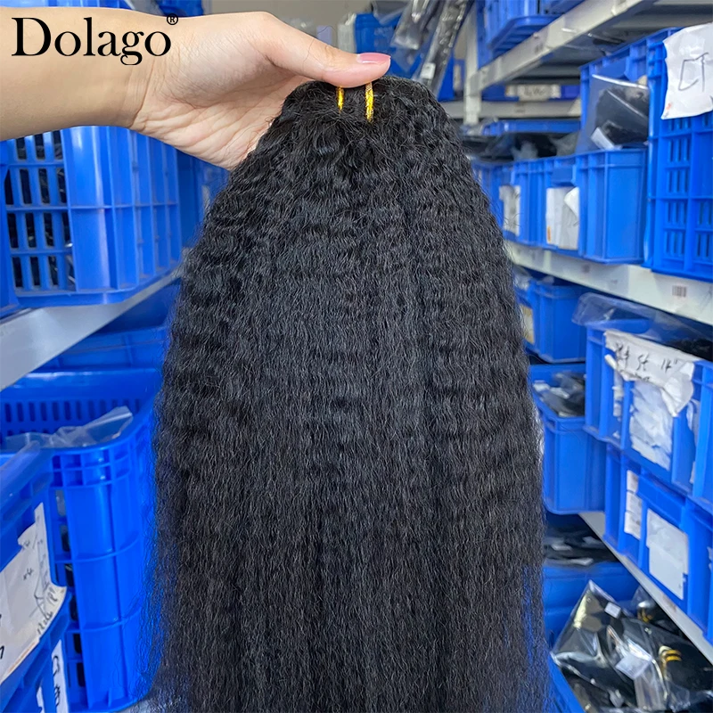 Kinky Straight Coarse Clip In Human Hair Extensions Full Head Sets 7pcs Yaki Mongolian Virgin Human Hair Clip Ins 200g Dolago