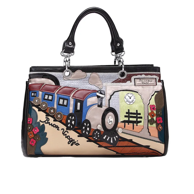 Women Splicing Handbags Female Casual Crossbody Bag Luxury Designer Cartoon Hit Color Flaps Large Capacity Shoulder Bags 2021