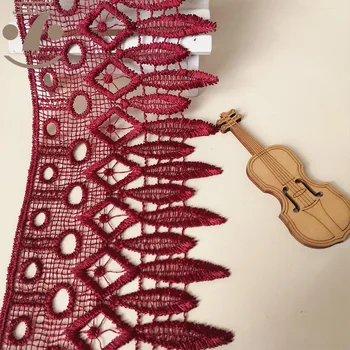 

Free Shipping 1 Lot/15Yards 10cm Width Burgundy Color Embroidered Lace Border For DIY Crafts Sewing Accessories For Home Textile