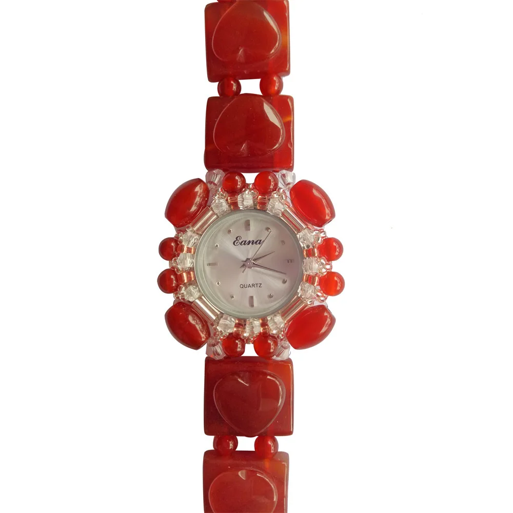 

Wechat Business Supply of Goods New Style Watch Natural Red Agate Bracelet Watch Red Agate Beaded Bracelet Watch Strap Watch WOM