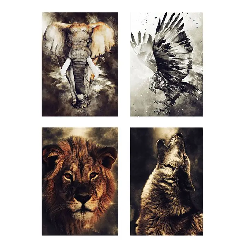 Canvas & Surfaces Unstretched Canvas Paint by Number of Elephant and Lion Canvas Rolls