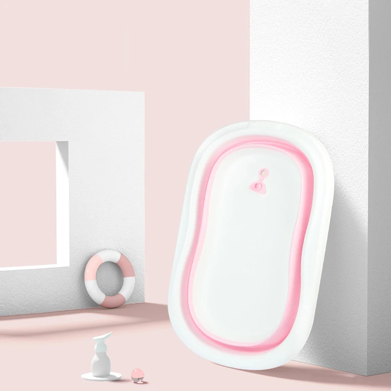 Pink L Детская ванна Складная портативная пластиковая большая ванна бассейн ванная комната умывальник душ Детский подарок - Цвет: Pink L