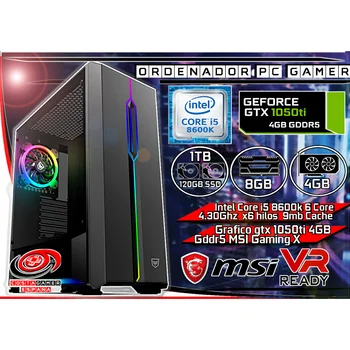 

Computer Desktop Pc Gamer Intel core i5 8600k X6 4.3Ghz 16 hard gb/32 hard gb Ram 1tB HDD + SSD 120G GTX1050ti 4 hard gb + WIFI + WIN 10