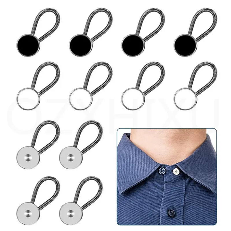 6PiecesMetalCollarButtonsExtendersElasticButtonExtenderNeck