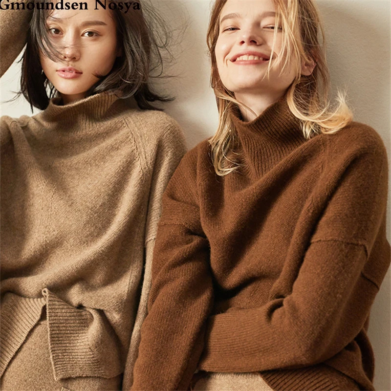 

Autumn And Winter sweater women turtleneck knitting pullover Fashion loose Cashmere sweater new knitted sweater Leisure sweaters