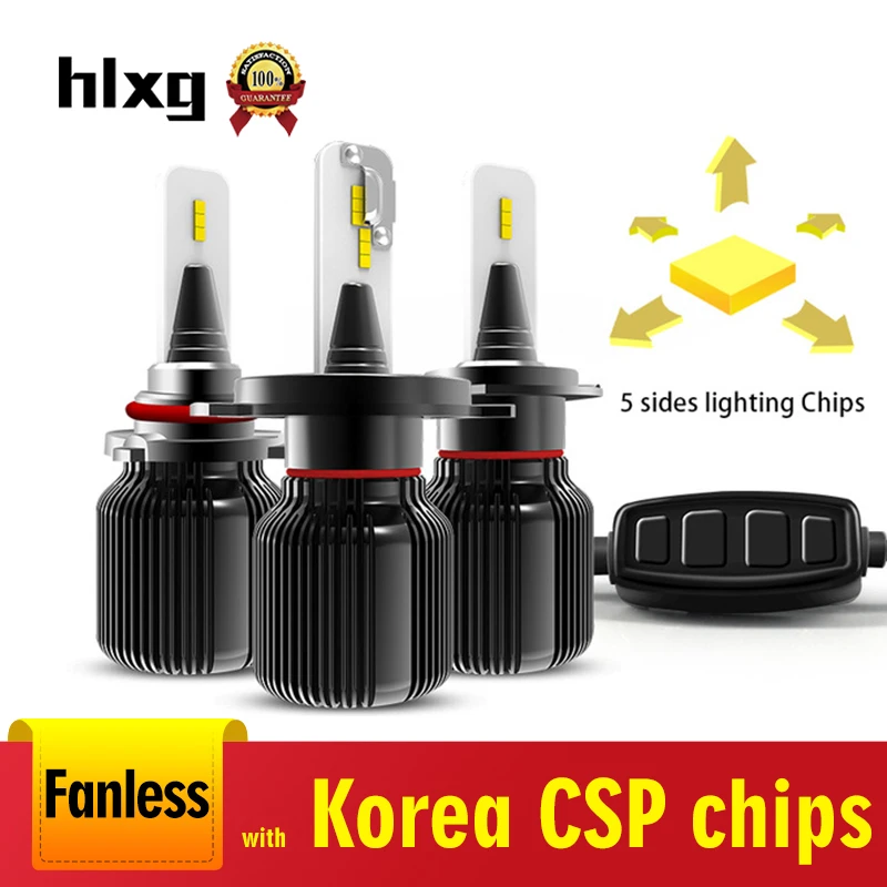 HLXG Светодиодные лампы для авто H7 H4 h11 h8 hb3 9005 hb4 9006 Led ближнего света дальнего