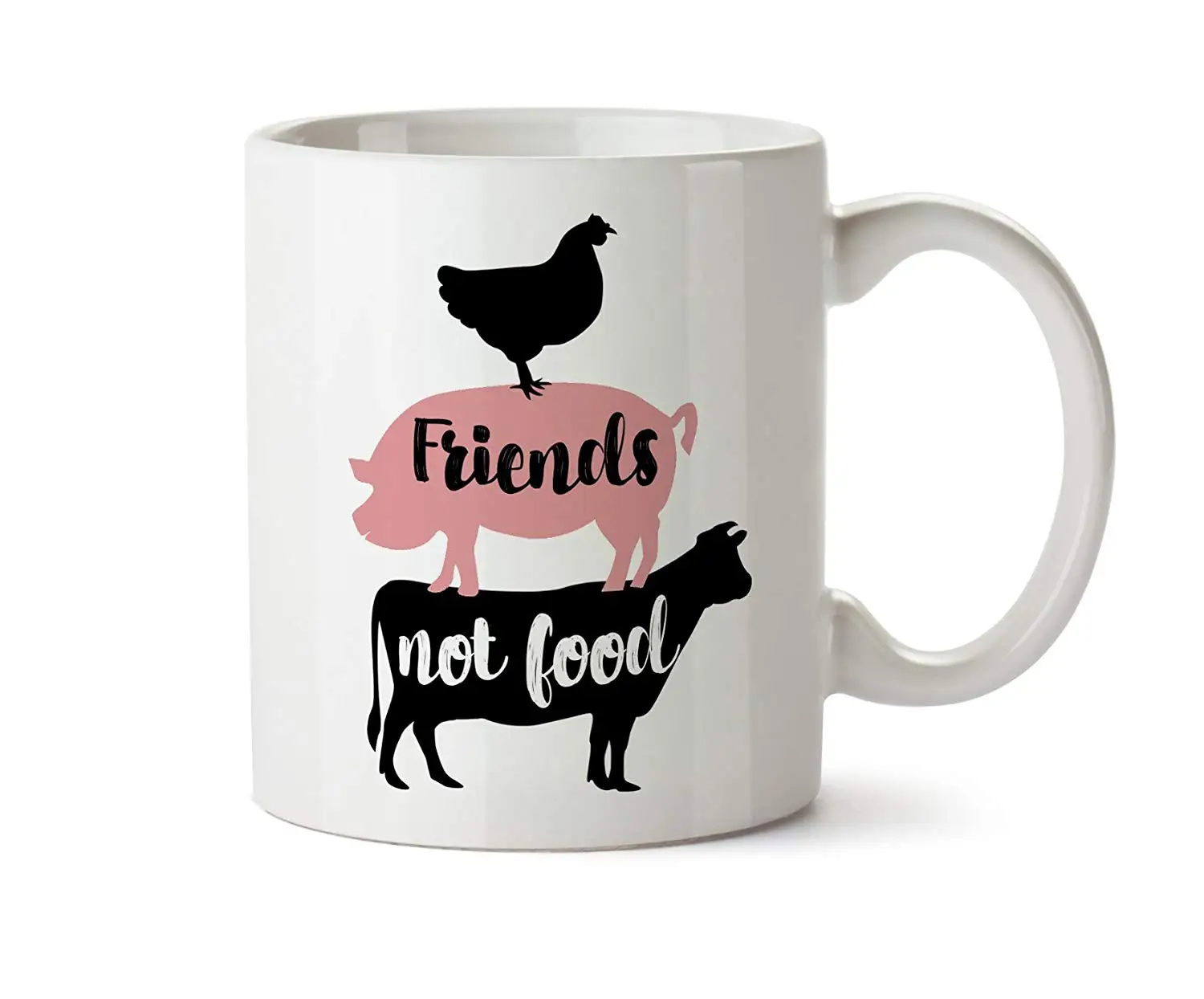 

Friends Not Food Cow Chicken Pig Vegan Vegatarian Coffee Tea Mug 11 Ounce