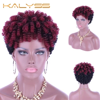 

Kalyss 6 inches Braided Wigs Synthetic Wig Short Bob Cut Afro Kinky Curly Wig for Black Women African American Wigs False Hair