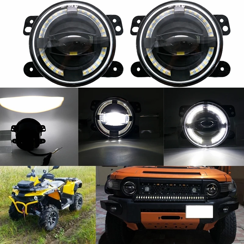 Для Jeep Wrangler Dodge Chrysler Cherokee, 2 шт., 4 дюйма, 30 Вт, круглый светодиодный противотуманные фары, светодиодный фонарь для вождения с поворотным сигналом и DRL