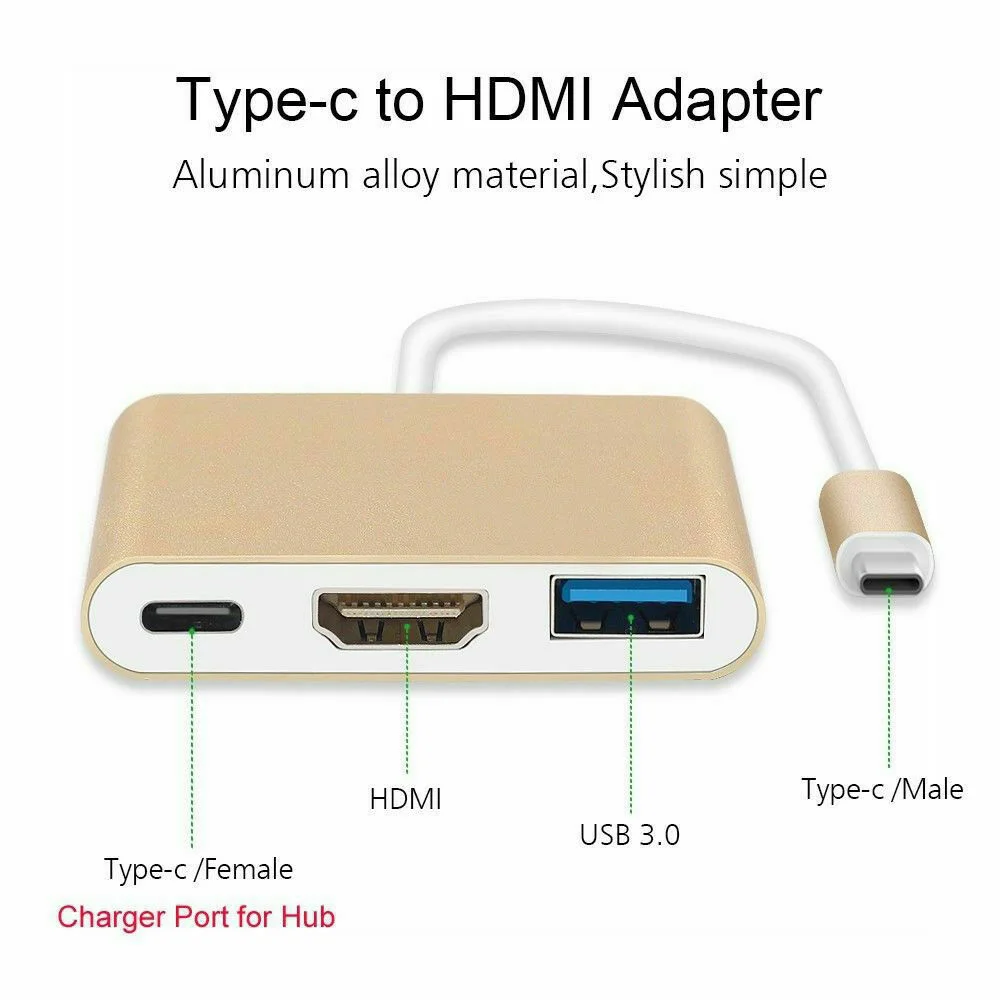Usb type C 3,1-USB-C 4K HDMI USB 3,0 кабель-адаптер 3 в 1 концентратор для Macbook Pro прочный дизайн HDMI интерфейс
