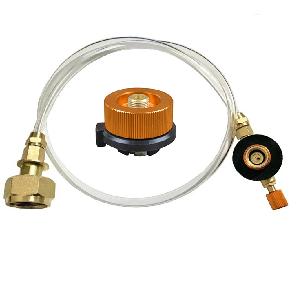 Flat Cylinder Burner Tool Metal Propane Hose Outdoor Home Connector Camping For Gas Stove Refill Adapter Set Tank Coupler Manual