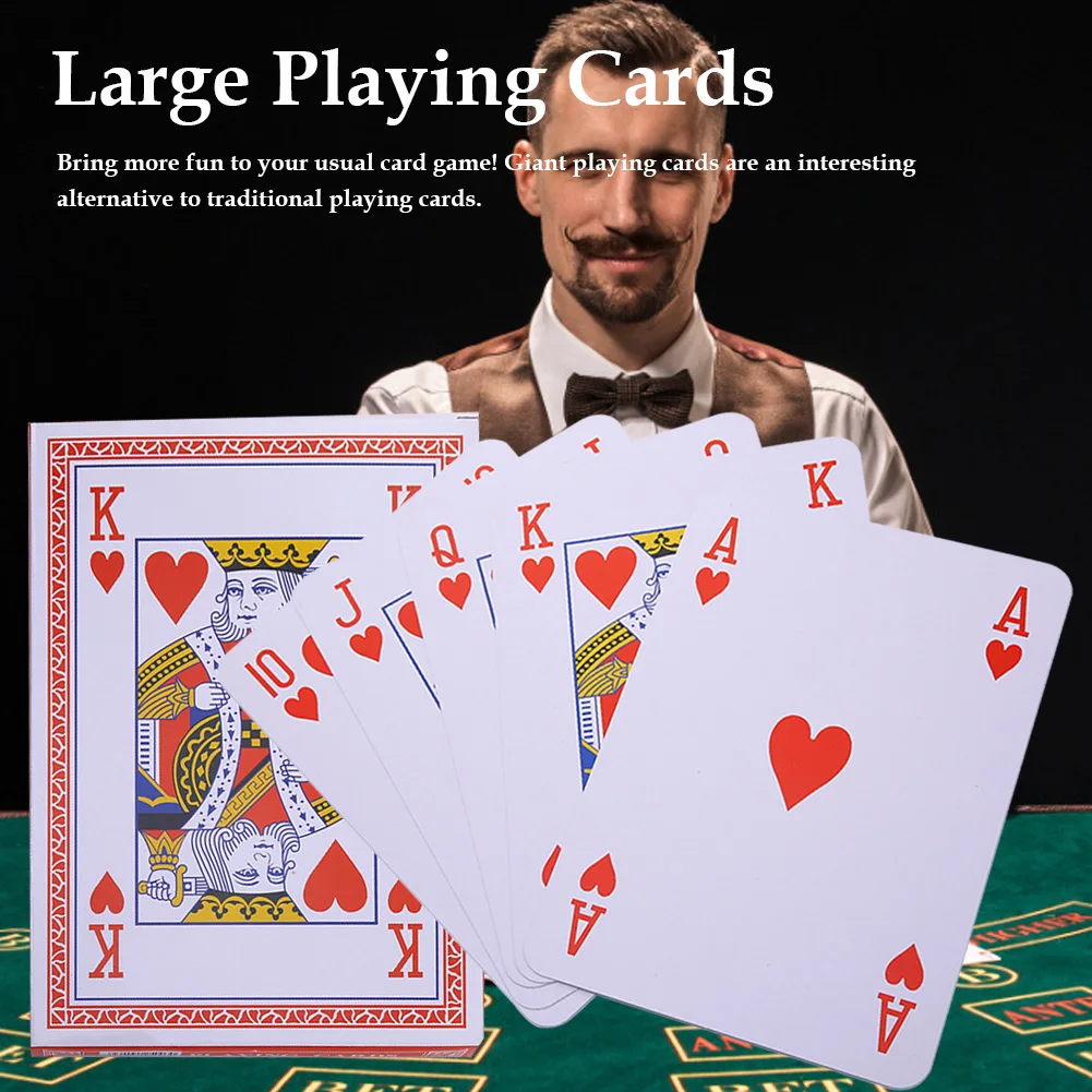 

28*20cm Super Big Jumbo Playing Cards Full Deck Huge Standard Print Novelty Poker Index Playing Cards Fun Games Gift