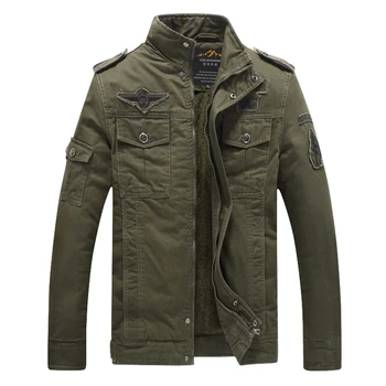 

Helisopus Winter New Mens Jackets Thick Warm Outwear Military Jackets Plus Velvet Coats Casual Solid Zipper Loose Coat