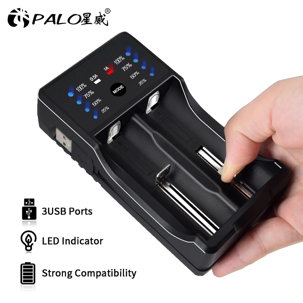 

PALO AA AAA 18650 14500 Battery Charger Quick Charge For Nimh Nicd AA AAA A SC battery for 3.7V Li-ion battery 22650 26500 17500