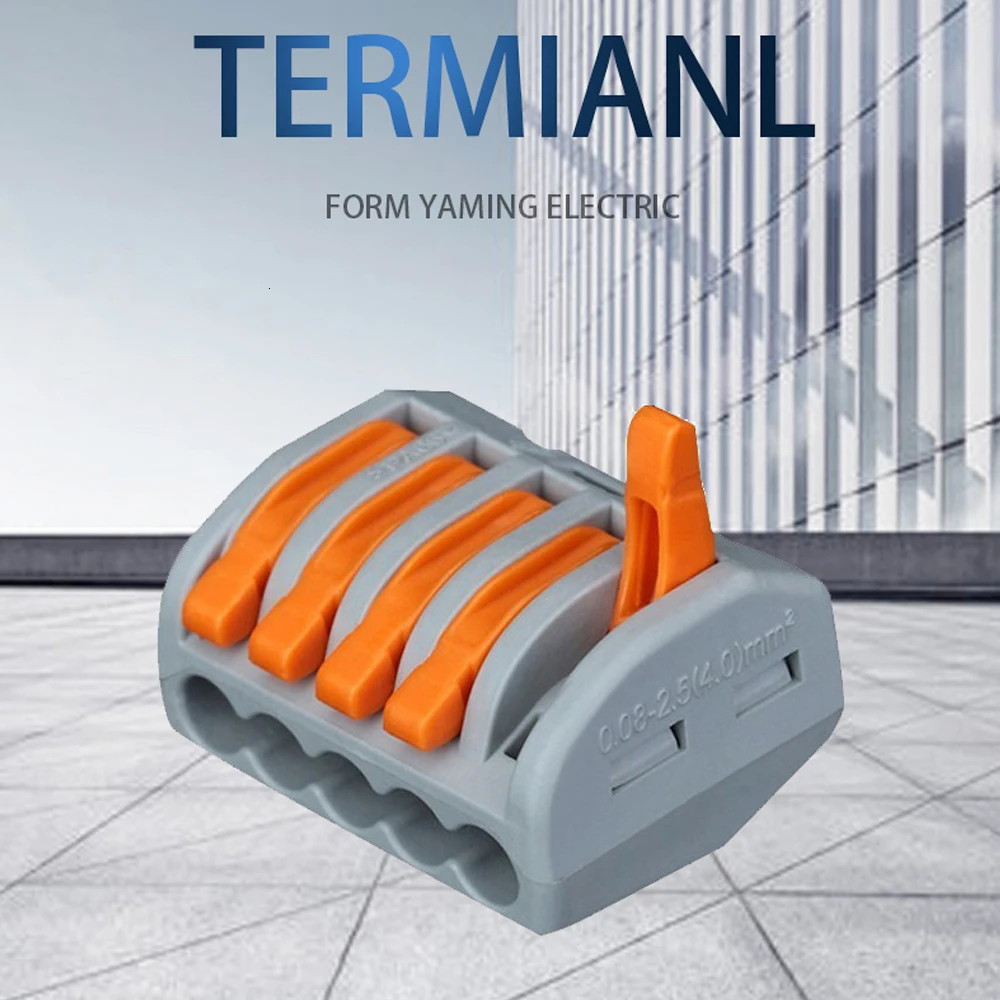 

PCT-215 (10pcs/lot) Wire Fast Connection Terminal Blocks 5 Holes Universal 222-415 Universal Compact Wire Conductor Five Pins