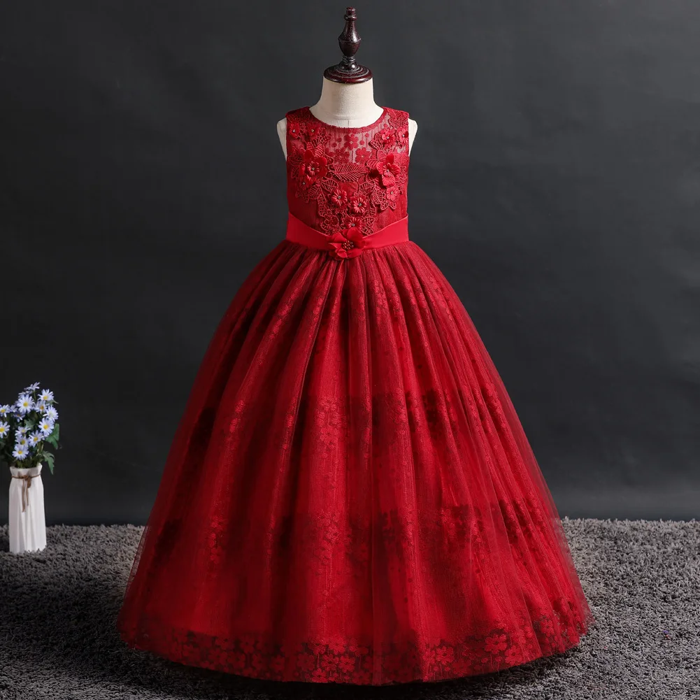 

Girls Costume Puffy Formal Dress Small Host Catwalks Pink Mopping Long Skirts Childrenswear Wedding Dress Princess Dress