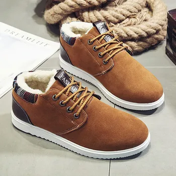 

Winter Boots Men Large Size Ankle Boots Men Casual Shoes Warm Plush Lace Up Sneakers Solid Short Boots Botas