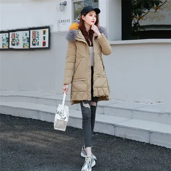 

2019 Fashion New Winter Jacket Women Down Cotton Jackets Rabbit Fur Hat Female Warm Parka Coats Windproof Waterproof Coat YH506