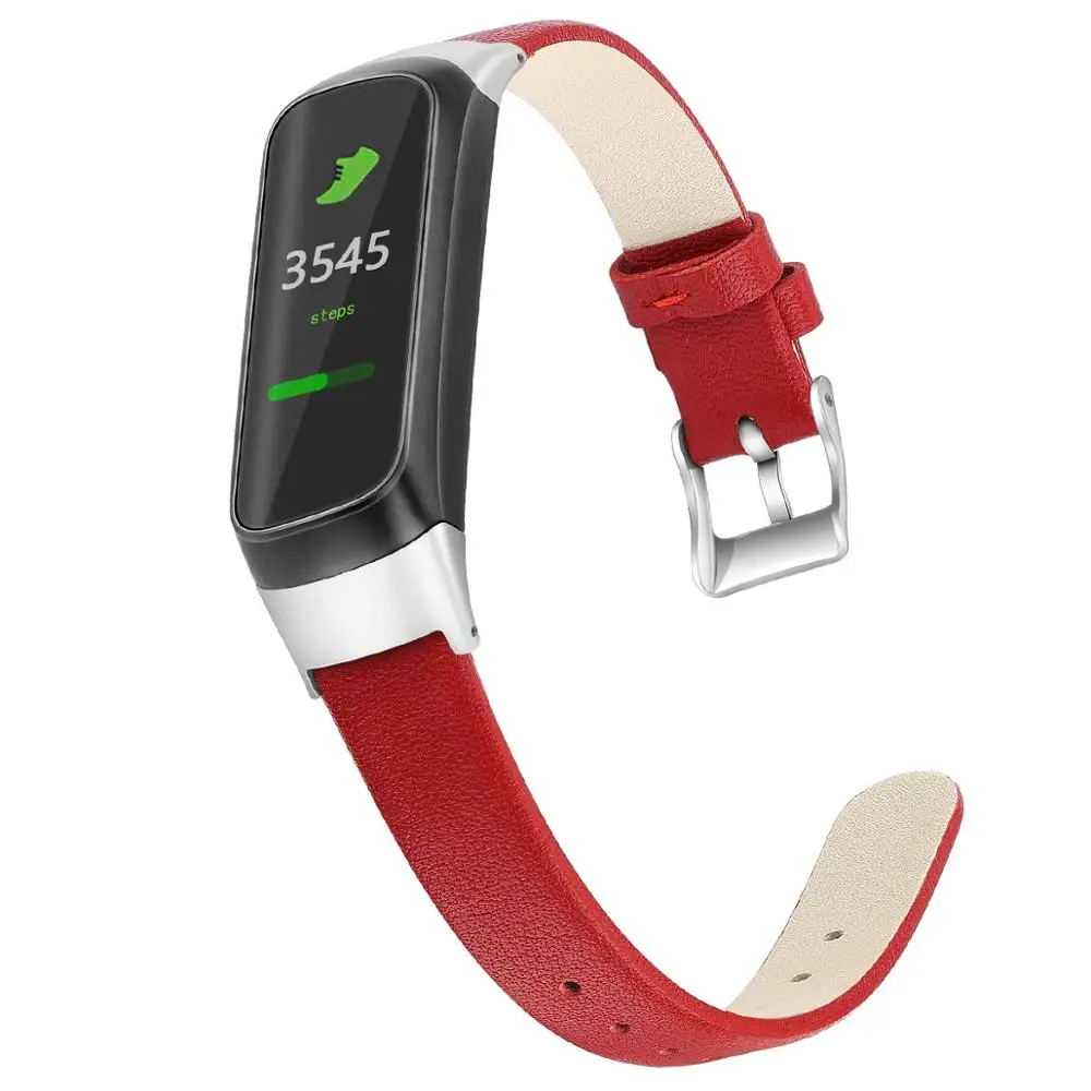 S/L Высокое качество кожаный ремешок для samsung Galaxy Fit Sm-r370 SM R370 браслет аксессуары первый слой коровьей кожи - Цвет: red
