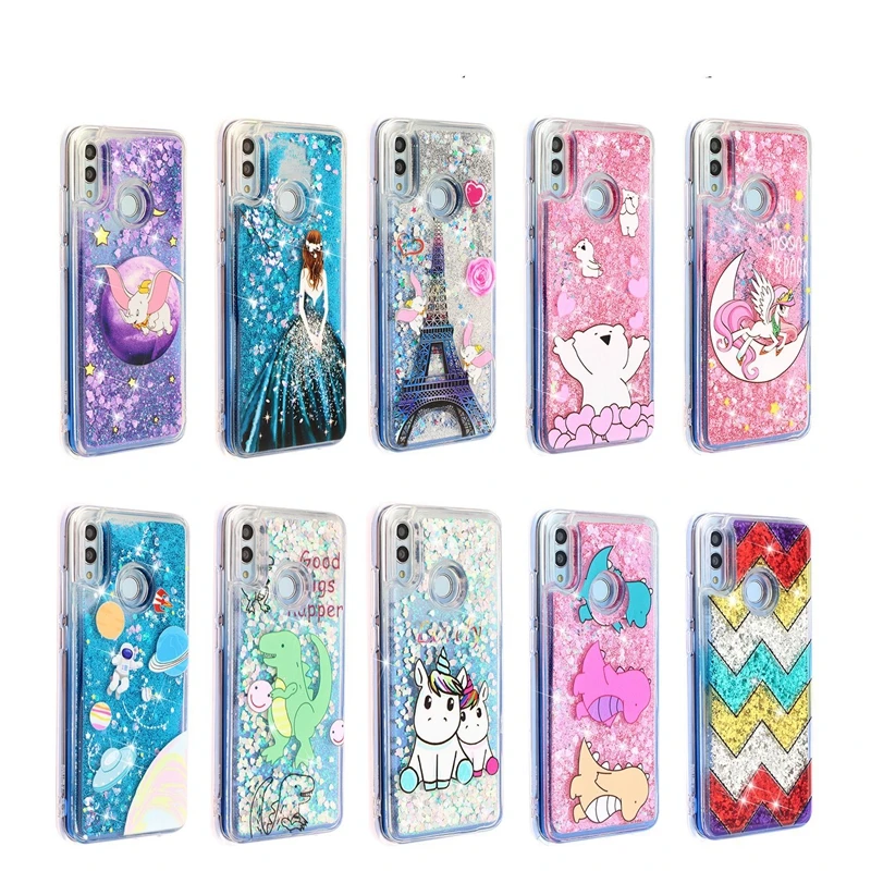 

For huawei P30 pro Liquid Glitter Quicksand Case For huawei P smart Z honor 10 lite 7a Y6 y9 P20 lite 2019 Nova 5i Coque Cover