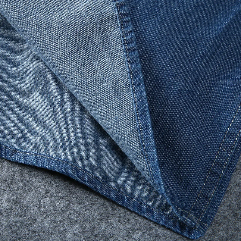 Men's Cotton Summer Fashion Pure Color Breathable Comfortable Stand Collar Denim Short Sleeve Shirt(oversized plus size)