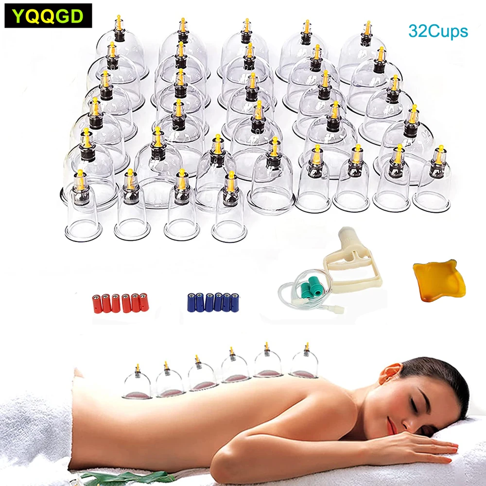24/32 Therapy Cups Cupping Therapy Set with Pump, Professional Chinese Acupoint Cupping Therapy Hijama for Massage Muscle&Joints