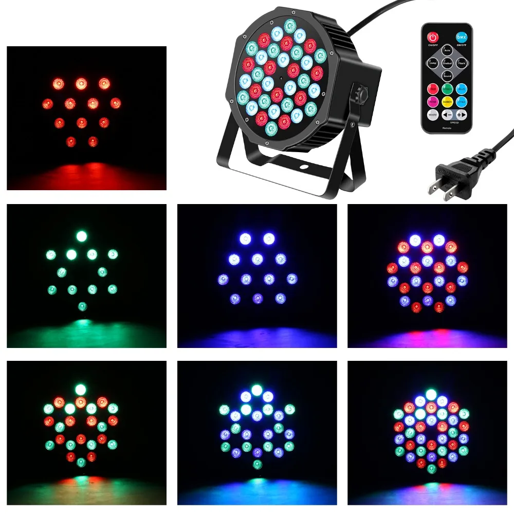 Neewer сценический свет DJ подсветка 36/18 RGB светодиодный звуковая активация параболический алюминизированный отражатель с пультом дистанционного управления с Conol совместим с DMX, 7 режимов Светодиодный вверх